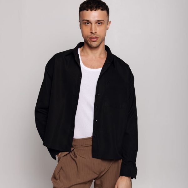 ESSENTIAL CROPPED SHIRT BLACK